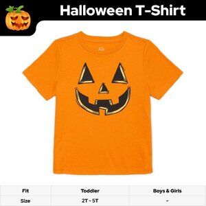Toddler Halloween Pumpkin Jack O' Lantern Graphic Print T-Shirt, Sizes 2T-5T